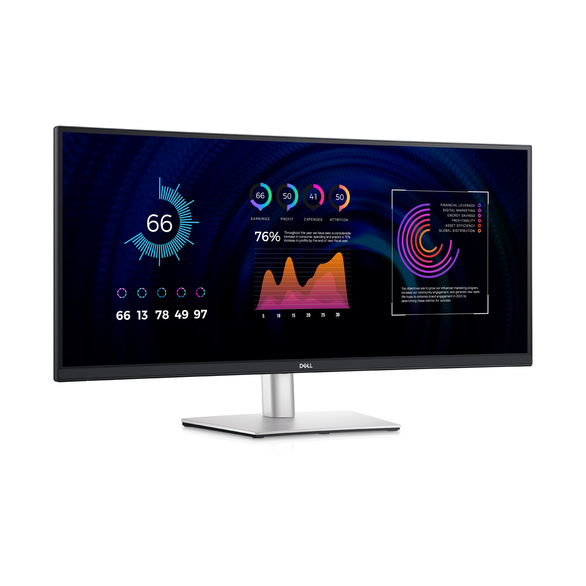 Bild von DELL P3424WE Office Monitor 86.4 cm (34"), IPS, 3800R, 21:9, WQHD, RJ45-Ethernet