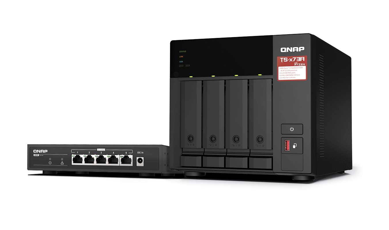 Bild von QNAP Systems TS-473A-SW5T NAS 4-Bay [0/4 HDD/SSD, 2x 2.5 Gigabit Ethernet, 3x USB-A, 1x USB-C, 8GB RAM]