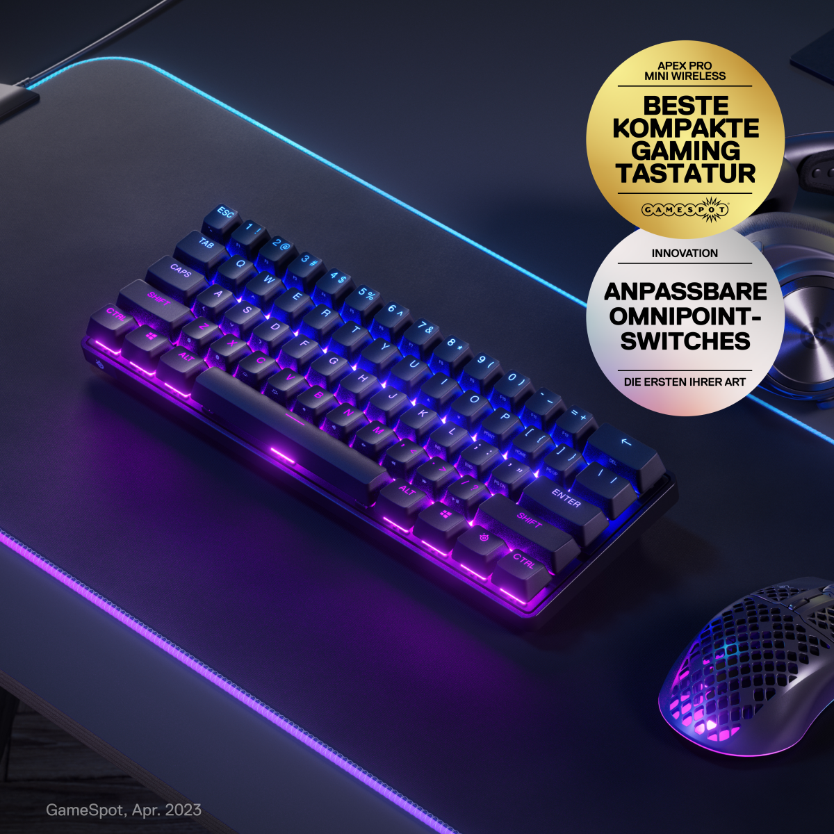 Bild von SteelSeries Apex Pro Mini Wireless Gaming-Tastatur