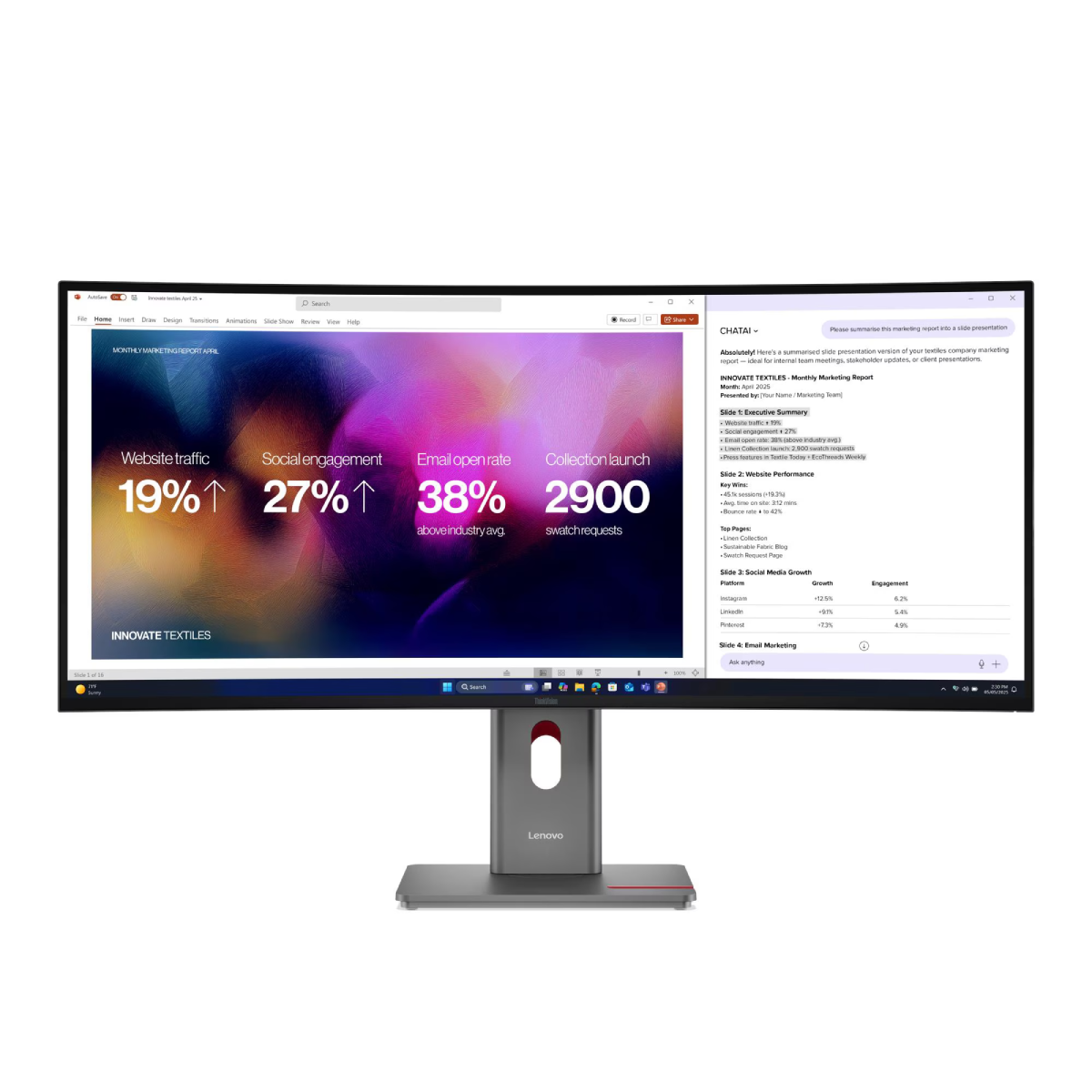 Bild von Lenovo ThinkVision P40WD-40 Curved Business Monitor - KVM Switch