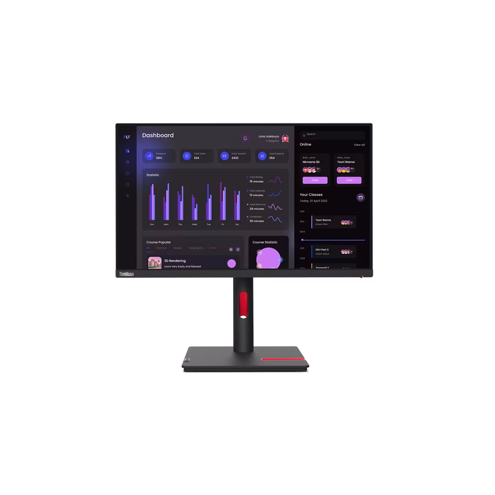 Bild von Lenovo ThinkVision T24i-30 Business Monitor - IPS Panel, FHD EPEAT Gold, Höhenverstellung 155mm, Pivot, 1x USB-B 3.0 (Upstream 4x USB-A 3.0 Downstrea