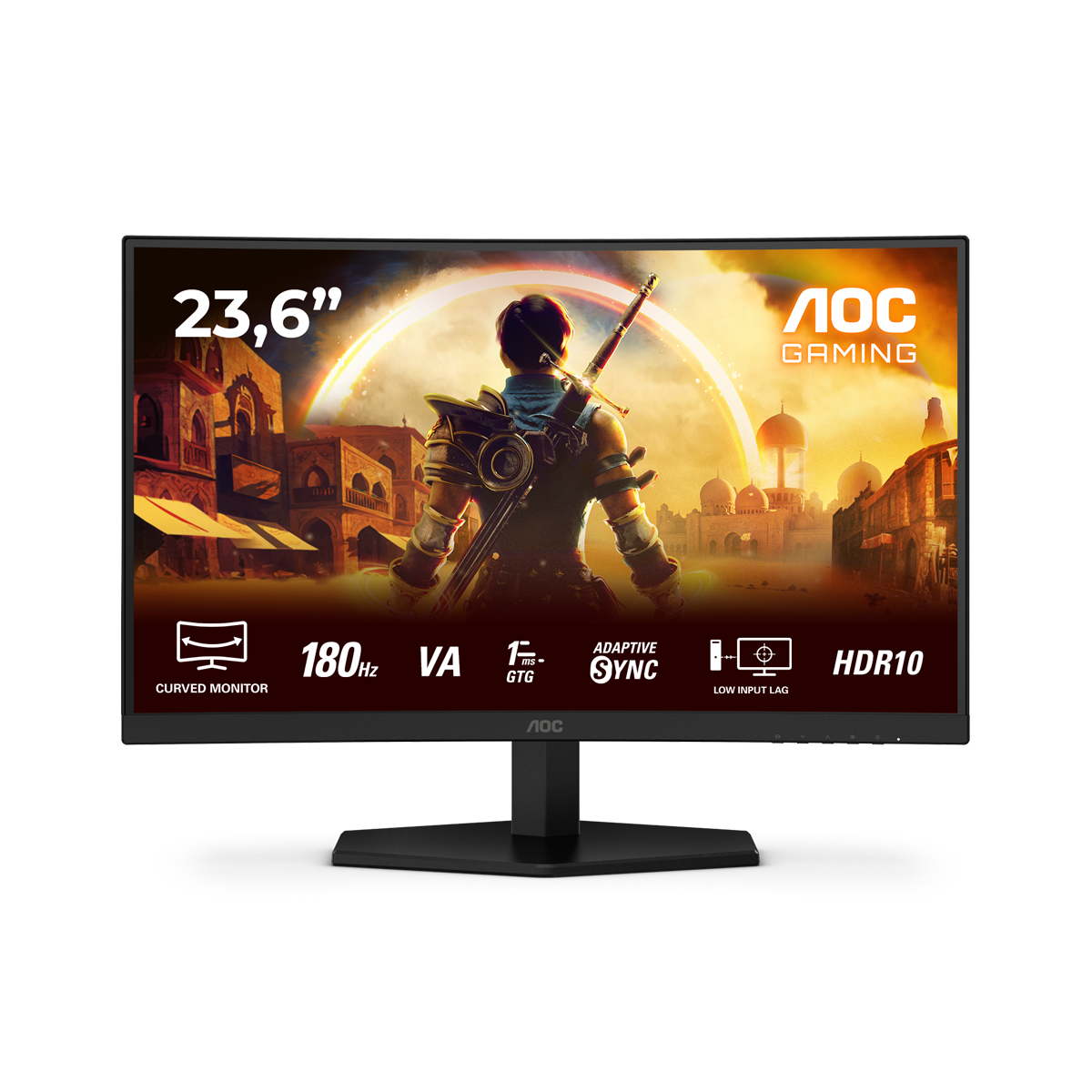Bild von AOC C24G42E 24 Zoll Full HD Curved Monitor, 180 Hz, 0.5 ms, FreeSync Premium (1920x1080, 1x HDMI 2.0, 1x DisplayPort 1.4) schwarz