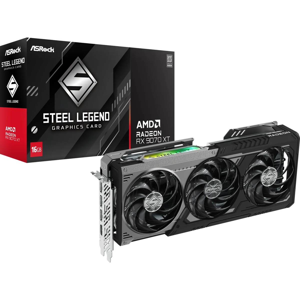 Bild von ASRock Radeon RX 9070 XT Steel Legend Dark - 16GB GDDR6, 1x HDMI, 3x DP