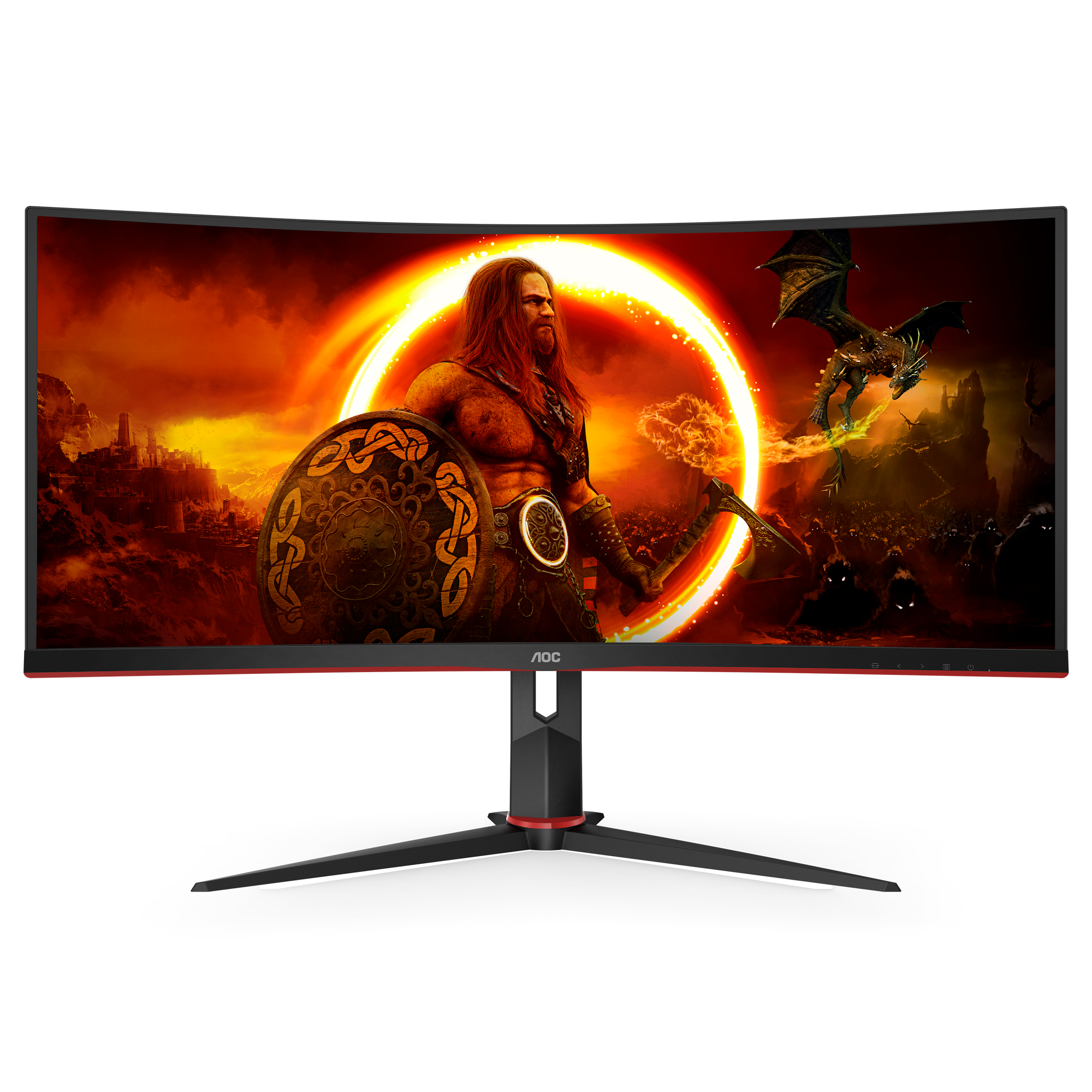 Bild von AOC Gaming CU34G2XP - 34 Zoll WQHD Curved Monitor, 180 Hz FreeSync Prem., HDR400 (3440x1440, 1ms GtG, HDMI, DisplayPort, USB Hub) schwarz-rot