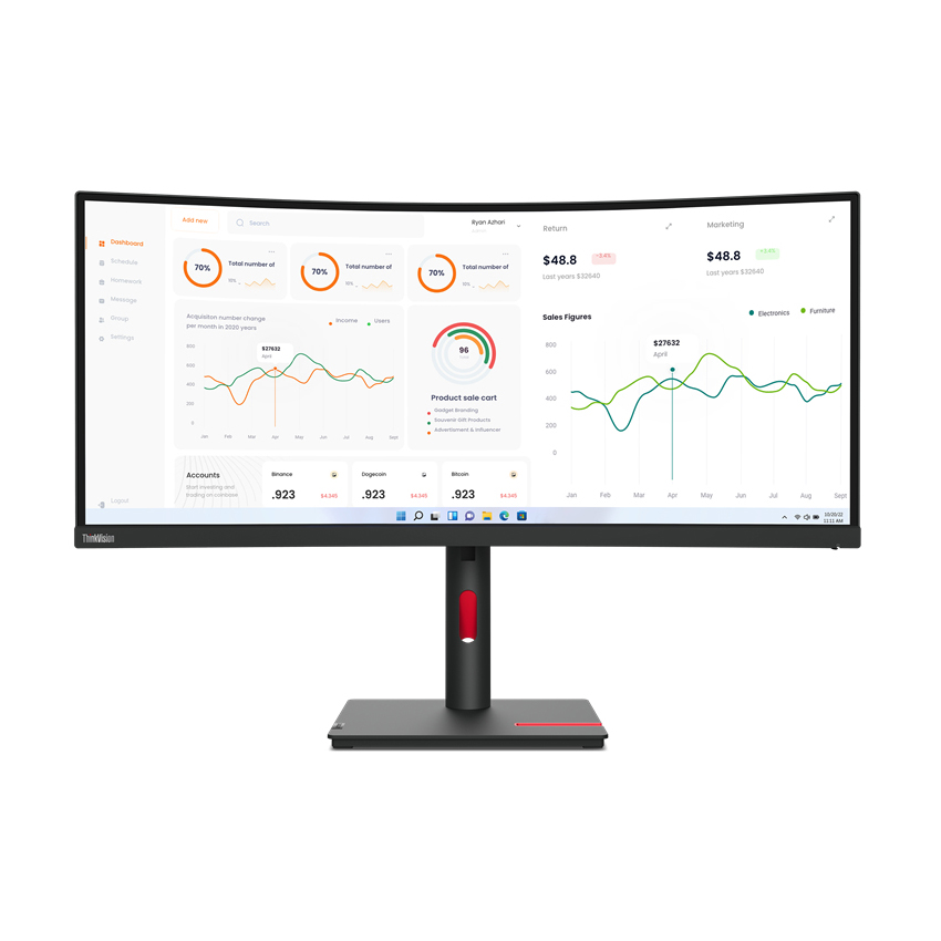 Bild von Lenovo ThinkVision T34w-30 Business Monitor - UWQHD Höhenverstellbarkeit von bis zu 155 mm, , USB-C 75Watt