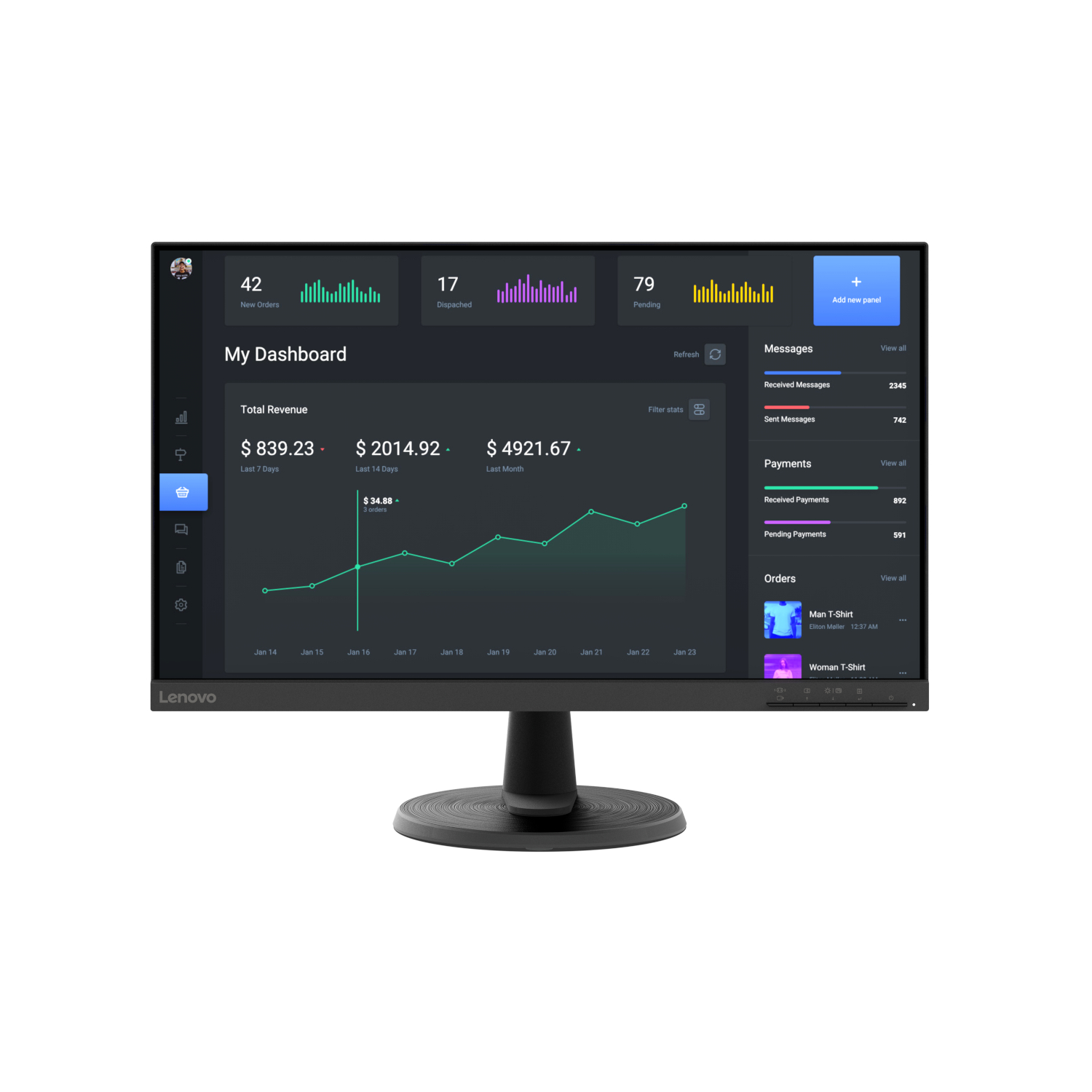 Bild von Lenovo D27-40 Office Monitor - FHD, HDMI, 75Hz HDMI 1.4 + VGA