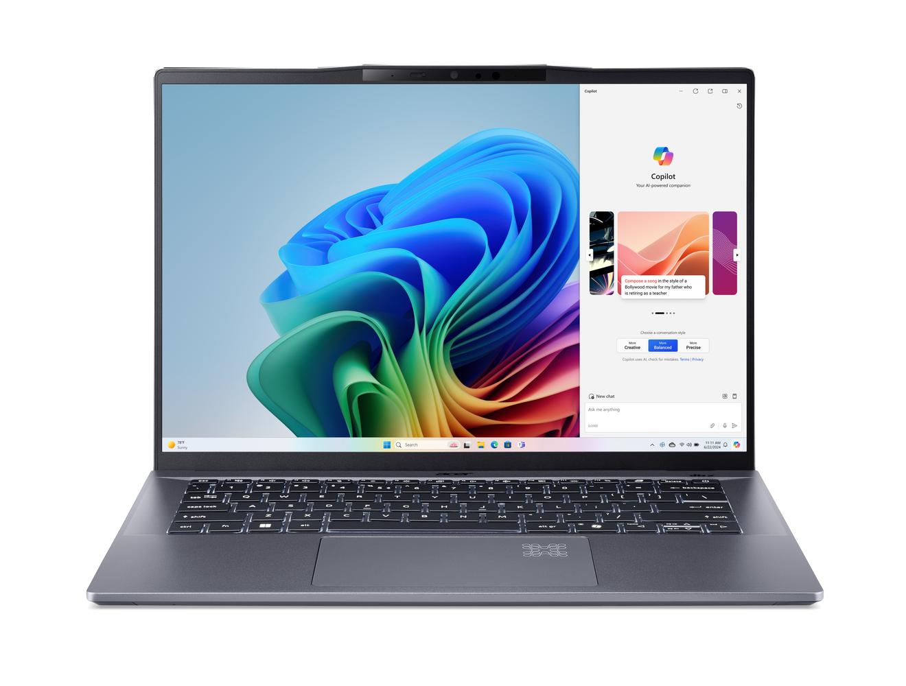 Bild von Acer Swift Go 14 AI (SFG14-01-X4P0) Copilot+ PC 14,5 WUXGA, IPS, 120Hz, Snapdragon X Plus X1P-42-100, 16GB RAM, 512GB SSD, Windows 11 Home