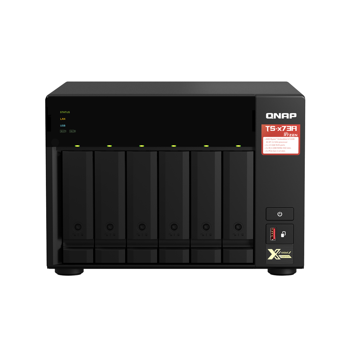 Bild von QNAP Systems TS-673A-8G NAS 6-Bay [0/6 HDD/SSD, 2x 2.5 Gigabit Ethernet, 3x USB-A, 1x USB-C, 8GB RAM]