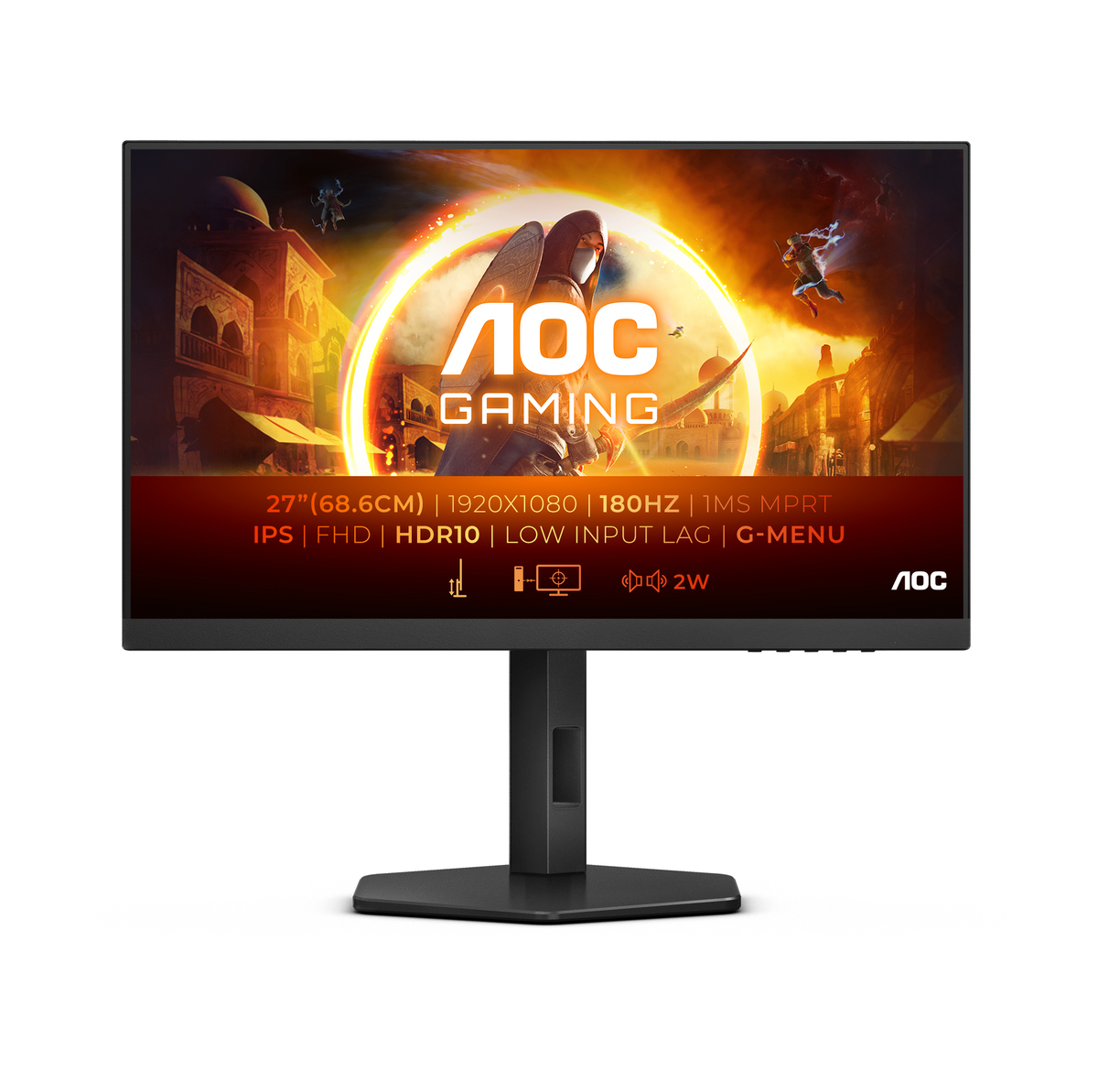 Bild von AOC Gaming 27G4X 27 Zoll FHD Monitor, 180 Hz, 1 ms, FreeSync Prem., G-Sync comp., HDR10 (1920x1080, HDMI, DisplayPort) schwarz