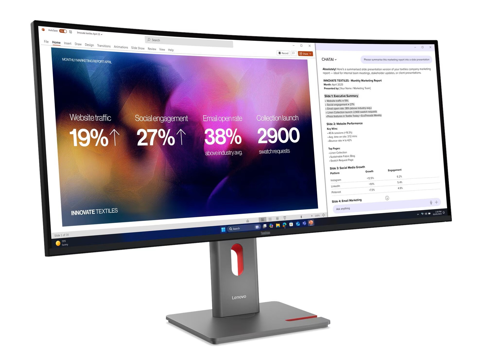 Lenovo ThinkVision P40WD-40 Curved Business Monitor