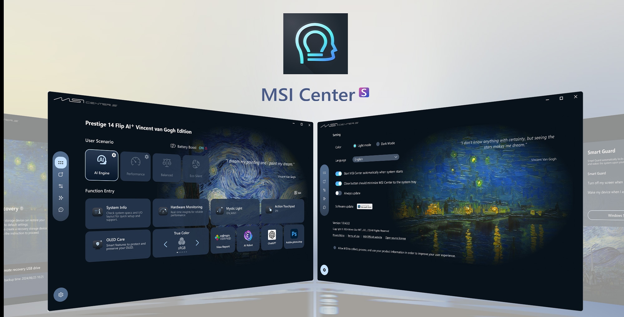MSI Prestige 14 Flip AI+ Vincent van Gogh - Starry Night Rhône_7